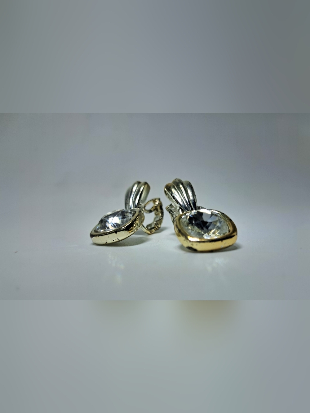 Classic Swarovski Two-Tone Clear Crystal Drop Earrings - Picture 3 of 6